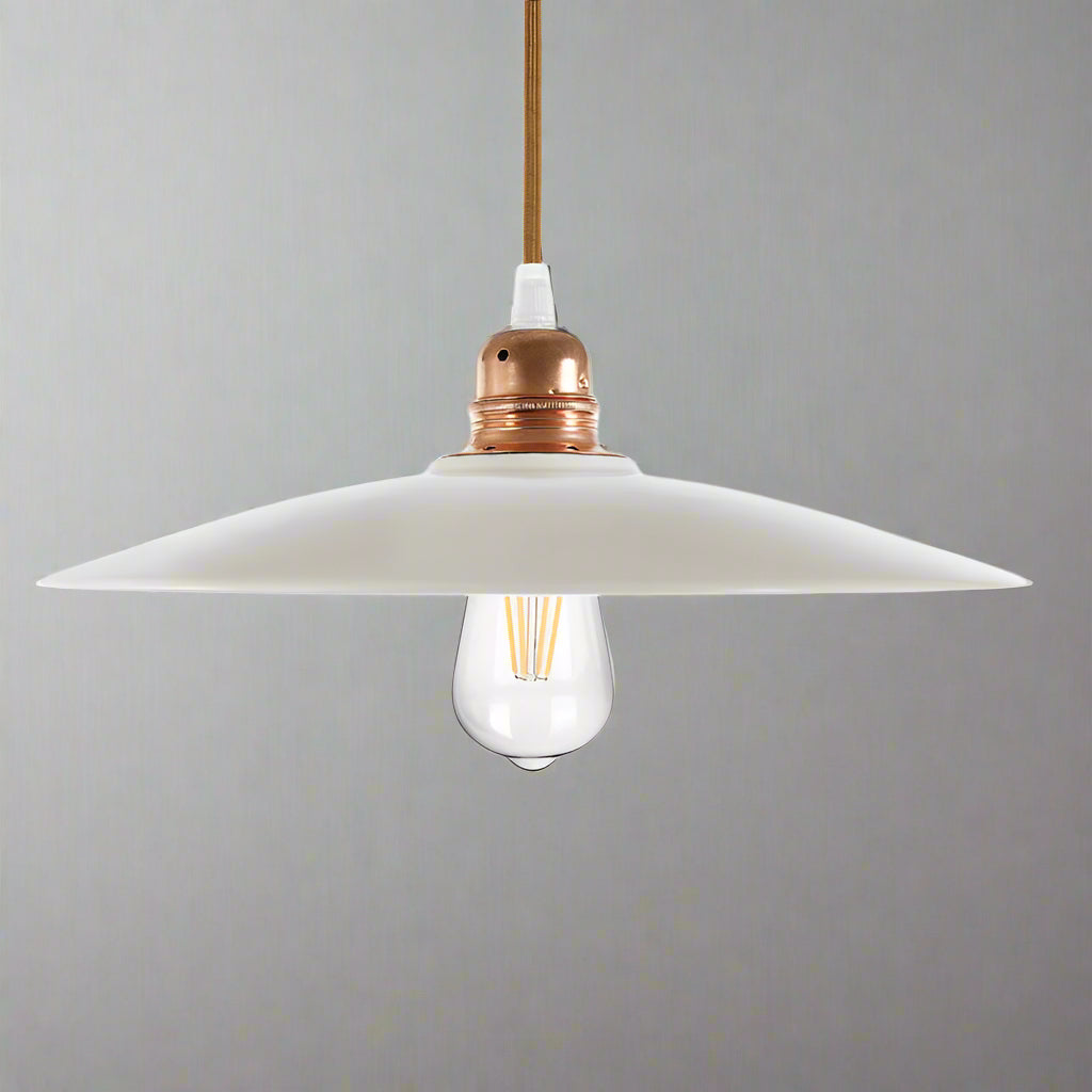 Glossy White Ceramic Flat Shade - EKPCBIAN - Uneeka